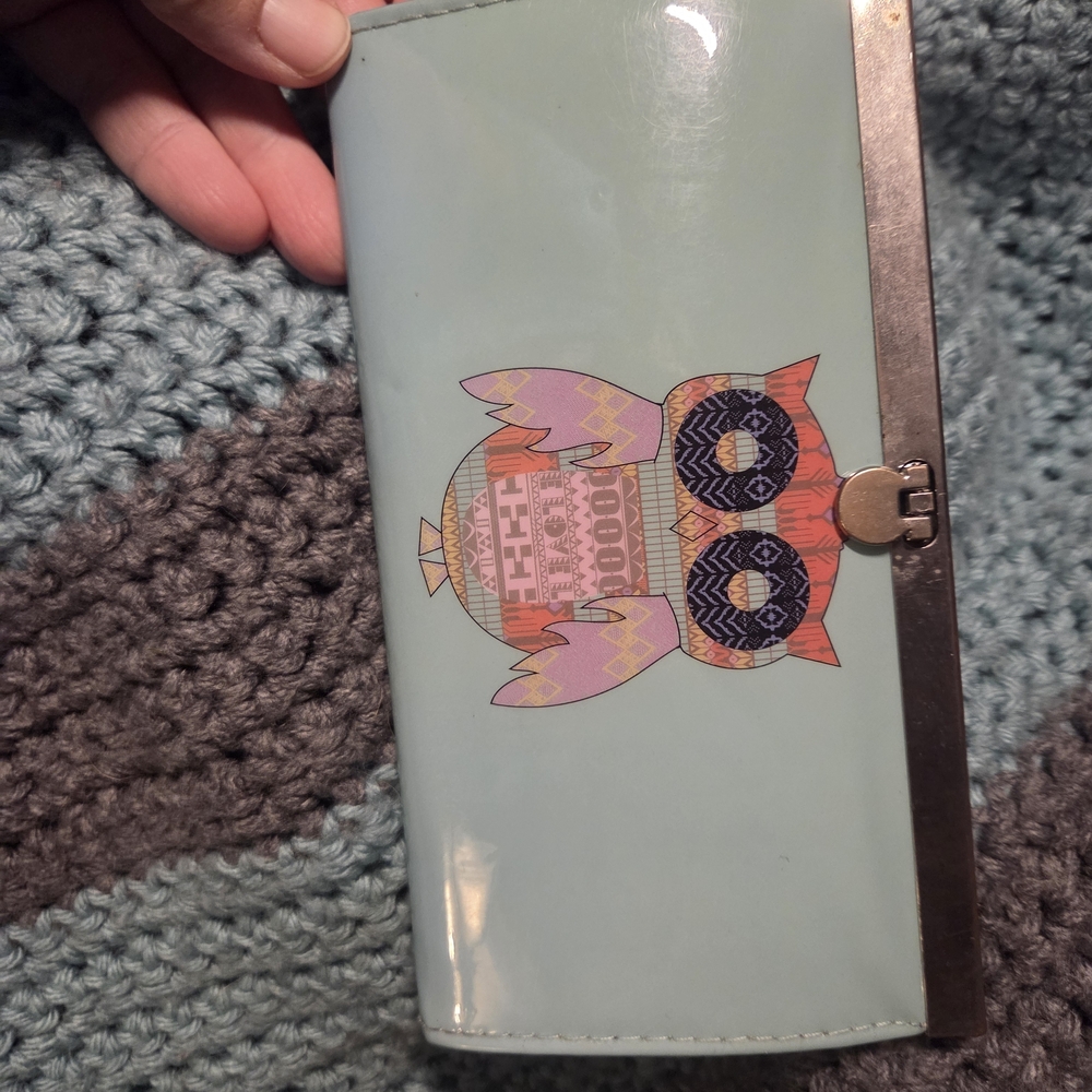 Stylish Owl Design Wallet - Blue